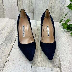 MANOLO BLAHNIK BB 70 navy suede pump made in Italy size 37